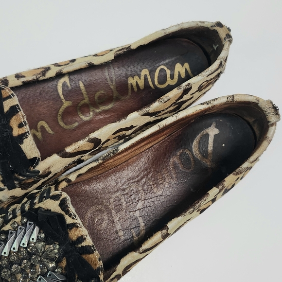 Sam Edelman Leather flat loafers Shoes sz 8 M Jeweled - Picture 8 of 12